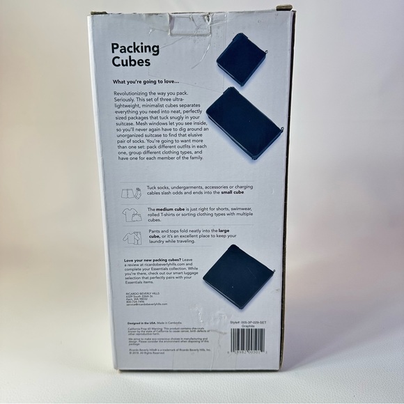 4/$25**New 3 Pack Ricardo Beverly Hills Packing Cubes in black - Picture 2 of 5
